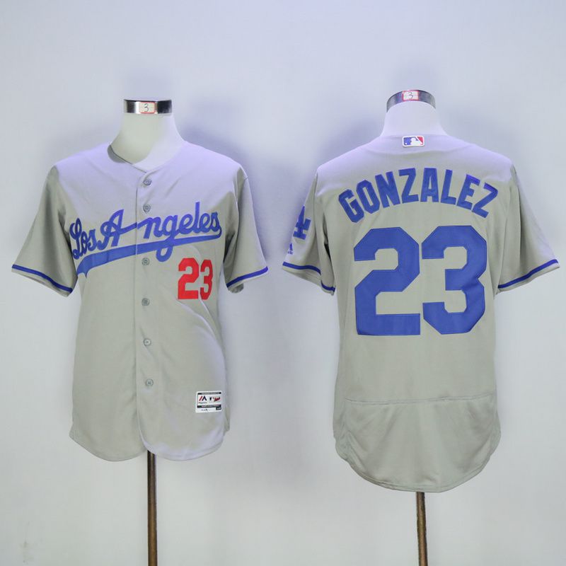 Men Los Angeles Dodgers #23 Gonzalez Grey MLB Jerseys1